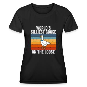 Die dümmste Gans der Welt auf freiem Fuß - Frauen Funktions-T-Shirt - Schwarz - Vorne - AI Model Female 172 light (172cm)