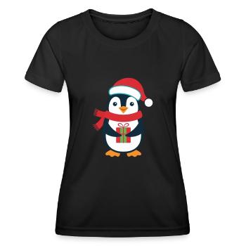 Pingouin Noël Père Noël Mignon Pingouin Amour - T-shirt sport Femme - noir - Devant - AI Model Female 172 light (172cm)
