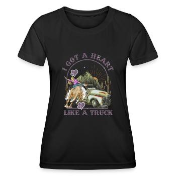 J’ai un cœur comme un camion - T-shirt sport Femme - noir - Devant - AI Model Female 172 light (172cm)