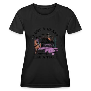 J’ai un cœur comme un camion - T-shirt sport Femme - noir - Devant - AI Model Female 172 light (172cm)