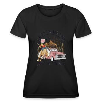 Ich habe ein Herz wie ein Truck - Frauen Funktions-T-Shirt - Schwarz - Vorne - AI Model Female 172 light (172cm)