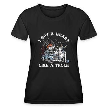 J’ai un cœur comme un camion - T-shirt sport Femme - noir - Devant - AI Model Female 172 light (172cm)