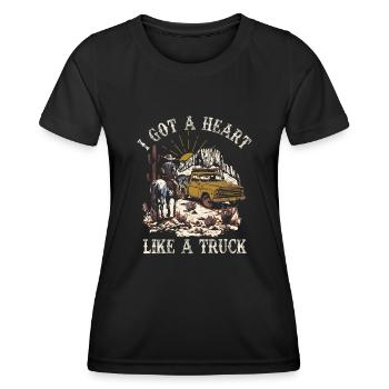 Ich habe ein Herz wie ein Truck - Frauen Funktions-T-Shirt - Schwarz - Vorne - AI Model Female 172 light (172cm)