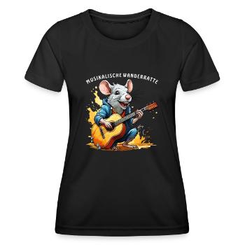 RAT GUITAR MUSICAL RAT - Women's Functional T-Shirt - black - Front - AI Model Female 172 light (172cm)