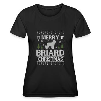 Merry Briard Christmas Dogs Ugly Christmas Dogs - Women's Functional T-Shirt - black - Front - AI Model Female 172 light (172cm)