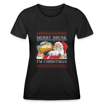 Betrunkener Weihnachtsmann Bier Liebhaber Dezember Muster - Frauen Funktions-T-Shirt - Schwarz - Vorne - AI Model Female 172 light (172cm)