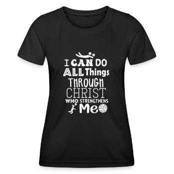 Je peux tout faire grâce au volleyball - T-shirt sport Femme - noir - Devant - AI Model Female 172 light (172cm)