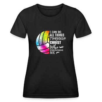 Je peux tout faire grâce au volleyball - T-shirt sport Femme - noir - Devant - AI Model Female 172 light (172cm)
