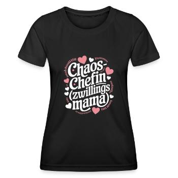 Chaos Chefin Zwillingsmama Mama von Zwillingen - Frauen Funktions-T-Shirt - Schwarz - Vorne - AI Model Female 172 light (172cm)