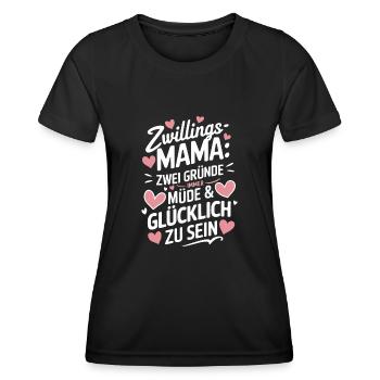 Zwillingsmama Zwillings Mutter, Mama von Zwillinge - Frauen Funktions-T-Shirt - Schwarz - Vorne - AI Model Female 172 light (172cm)