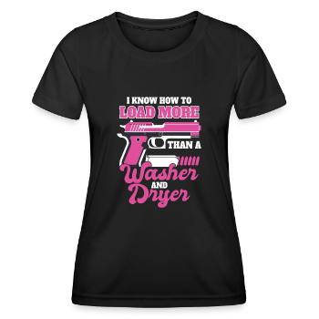 I know how to do more than one washing machine and - Women's Functional T-Shirt - black - Front - AI Model Female 172 light (172cm)