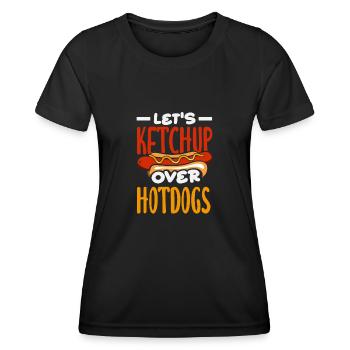 Parlons des hot-dogs Ketchup - T-shirt sport Femme - noir - Devant - AI Model Female 172 light (172cm)