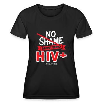 Pas de honte à être séropositif Ruban Rouge sida - T-shirt sport Femme - noir - Devant - AI Model Female 172 light (172cm)