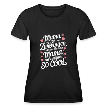 Zwillingsmama Zwillings Mutter Mama von Zwillingen - Frauen Funktions-T-Shirt - Schwarz - Vorne - AI Model Female 172 light (172cm)