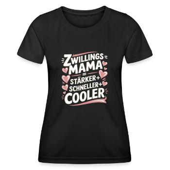 Zwillings Mutter Zwillingsmama Zwillinge Mama - Frauen Funktions-T-Shirt - Schwarz - Vorne - AI Model Female 172 light (172cm)