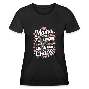 Mama von Zwillingen Zwillingsmama Zwillings Mutter - Frauen Funktions-T-Shirt - Schwarz - Vorne - AI Model Female 172 light (172cm)