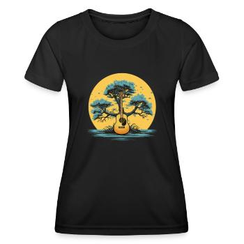 Yggdrasil Natur Musiker Baum Des Lebens - Frauen Funktions-T-Shirt - Schwarz - Vorne - AI Model Female 172 light (172cm)