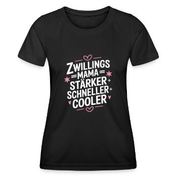 Zwillings Mutter Zwillingsmama Zwillinge Mama - Frauen Funktions-T-Shirt - Schwarz - Vorne - AI Model Female 172 light (172cm)