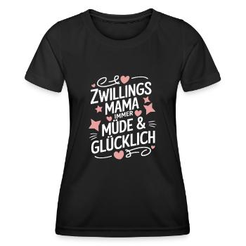 Zwillingsmama Zwillings Mutter, Mama von Zwillinge - Frauen Funktions-T-Shirt - Schwarz - Vorne - AI Model Female 172 light (172cm)