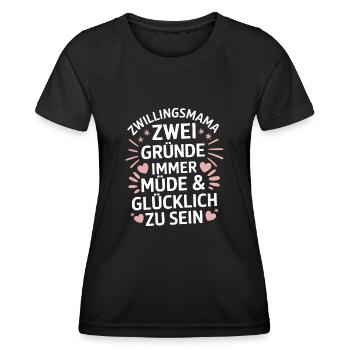 Zwillingsmama Zwillings Mutter, Mama von Zwillinge - Frauen Funktions-T-Shirt - Schwarz - Vorne - AI Model Female 172 light (172cm)