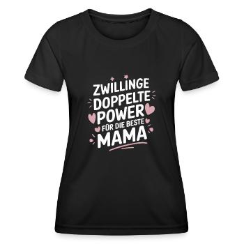 Zwillingsmutter Twin Mom Mama von Zwillingen - Frauen Funktions-T-Shirt - Schwarz - Vorne - AI Model Female 172 light (172cm)
