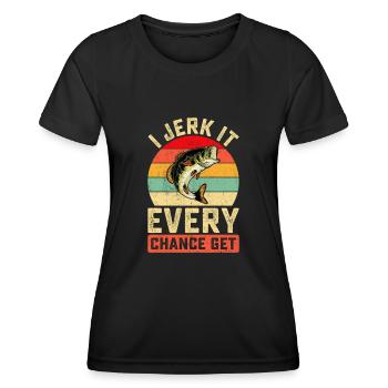 Lustiges Angeln für Männer Fischer Papa Vatertag - Frauen Funktions-T-Shirt - Schwarz - Vorne - AI Model Female 172 light (172cm)