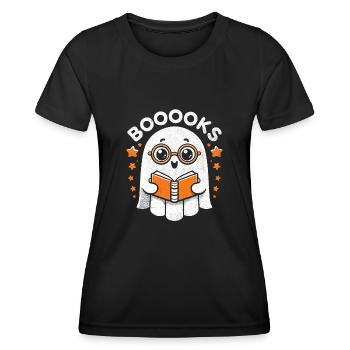 Booooks Geist Halloween Buch Bücherwurm Lesung - Frauen Funktions-T-Shirt - Schwarz - Vorne - AI Model Female 172 light (172cm)