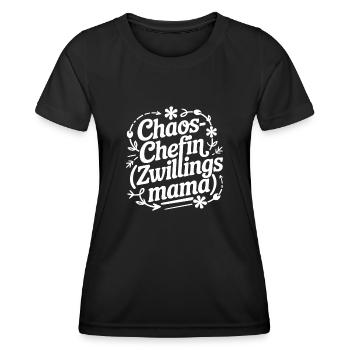 Chaos Chefin Zwillingsmama Mama von Zwillingen - Frauen Funktions-T-Shirt - Schwarz - Vorne - AI Model Female 172 light (172cm)