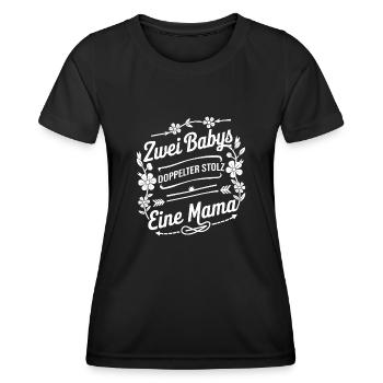 Twin Mom Zwillingsmutter Mama von Zwillingen - Frauen Funktions-T-Shirt - Schwarz - Vorne - AI Model Female 172 light (172cm)