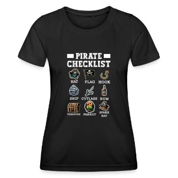Liste de contrôle pirate Aargh Capitaine de navire franchi - T-shirt sport Femme - noir - Devant - AI Model Female 172 light (172cm)