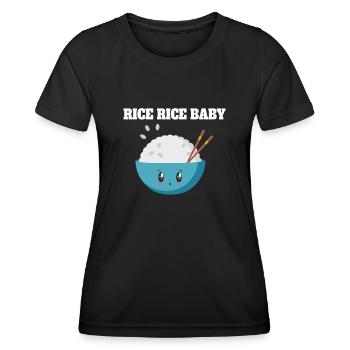 Rice Rice Baby Cute Bowl Illustration - Women's Functional T-Shirt - black - Front - AI Model Female 172 light (172cm)
