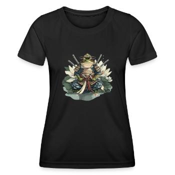 Frosch-Samurai: Krieger der Seerose - Frauen Funktions-T-Shirt - Schwarz - Vorne - AI Model Female 172 light (172cm)