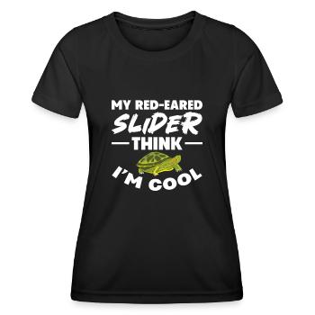 Mon curseur à oreilles rouges pense que je suis une tortue de compagnie cool - T-shirt sport Femme - noir - Devant - AI Model Female 172 light (172cm)