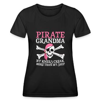 Meine Knie knarren mehr als mein Schiff Lustiger Pirat - Frauen Funktions-T-Shirt - Schwarz - Vorne - AI Model Female 172 light (172cm)