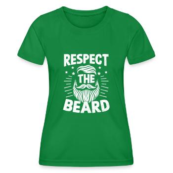 Respektieren Sie den Bart Gesichtsbehaarung Bärte Mann - Frauen Funktions-T-Shirt - Kelly Green - Vorne - AI Model Female 172 dark (172cm)