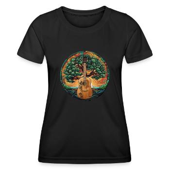 Yggdrasil Natur Musiker Baum des Lebens - Frauen Funktions-T-Shirt - Schwarz - Vorne - AI Model Female 172 light (172cm)