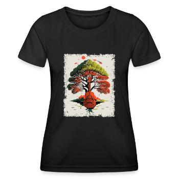Yggdrasil Natur Musiker Baum des Lebens - Frauen Funktions-T-Shirt - Schwarz - Vorne - AI Model Female 172 light (172cm)