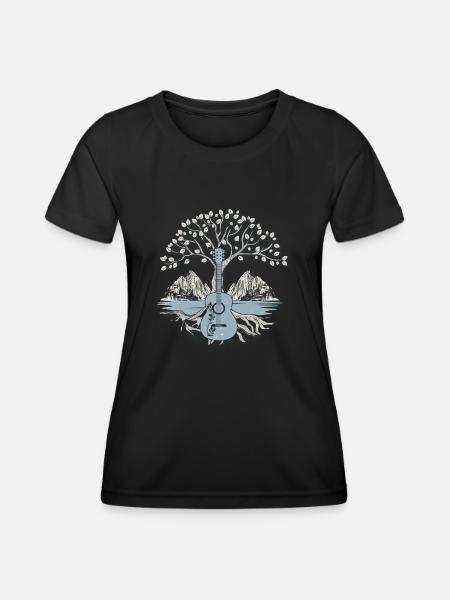Yggdrasil Natur Musiker Baum des Lebens - Frauen Funktions-T-Shirt - Schwarz