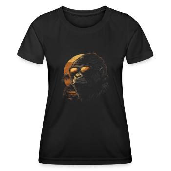 Entspannter Gorilla mit Sonnenbrille vor - Frauen Funktions-T-Shirt - Schwarz - Vorne - AI Model Female 172 light (172cm)