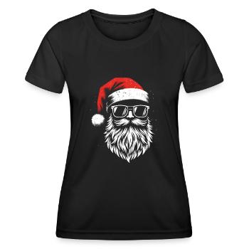 Bärtiger Weihnachtsmann Gesicht Sonnenbrille Bart Bärte - Frauen Funktions-T-Shirt - Schwarz - Vorne - AI Model Female 172 light (172cm)