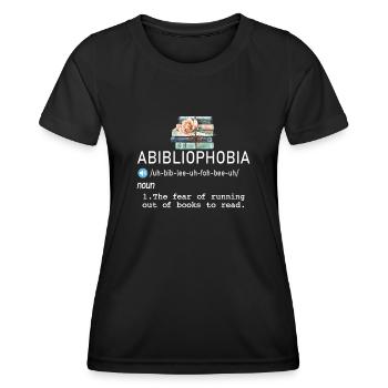 Abibliophobie Rat de bibliothèque Lecture de livres - T-shirt sport Femme - noir - Devant - AI Model Female 172 light (172cm)