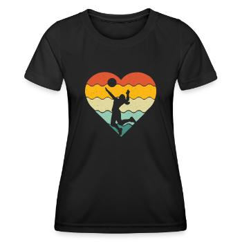 Retro Volleyball Teamsport Lustiger Volleyball - Frauen Funktions-T-Shirt - Schwarz - Vorne - AI Model Female 172 light (172cm)