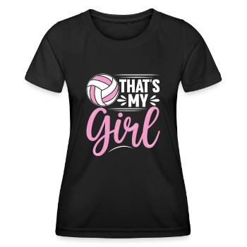 Das ist mein Mädchen Volleyball Bump Set Spike - Frauen Funktions-T-Shirt - Schwarz - Vorne - AI Model Female 172 light (172cm)