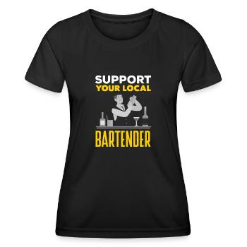Barman drôle disant cadeau de barman - T-shirt sport Femme - noir - Devant - AI Model Female 172 light (172cm)