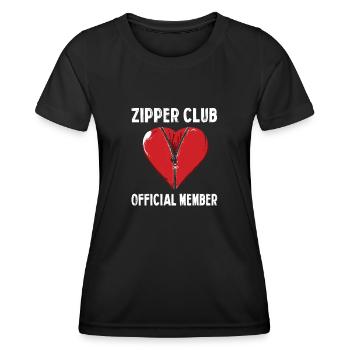 Coeur de membre officiel du Zipper Club avec - T-shirt sport Femme - noir - Devant - AI Model Female 172 light (172cm)