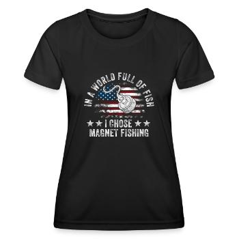 Neodymium Magnet Fishing Magnetic Fisher - Women's Functional T-Shirt - black - Front - AI Model Female 172 light (172cm)
