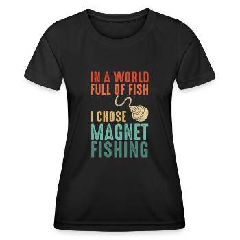 Neodymium Magnet Fishing Magnetic Fisher - Women's Functional T-Shirt - black - Front - AI Model Female 172 light (172cm)