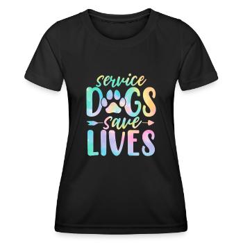 Les chiens d’assistance sauvent des vies Drôle de chien Tie Dye Animal - T-shirt sport Femme - noir - Devant - AI Model Female 172 light (172cm)