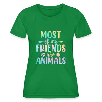 La plupart de mes amis sont des animaux Tie Dye Animal - T-shirt sport Femme - vert - Devant - AI Model Female 172 dark (172cm)