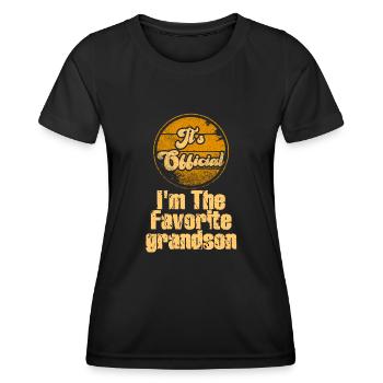 C'est officiel, je suis le petit-fils préféré - T-shirt sport Femme - noir - Devant - AI Model Female 172 light (172cm)